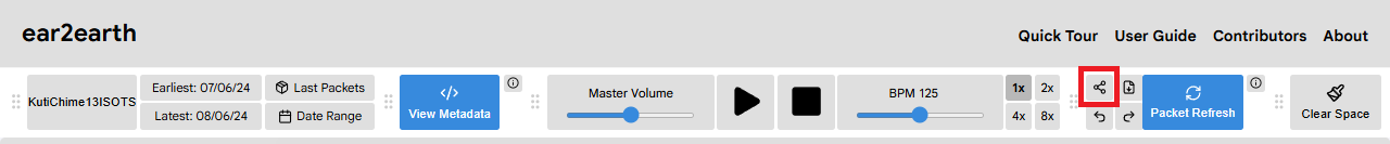 Share button in the top menu
